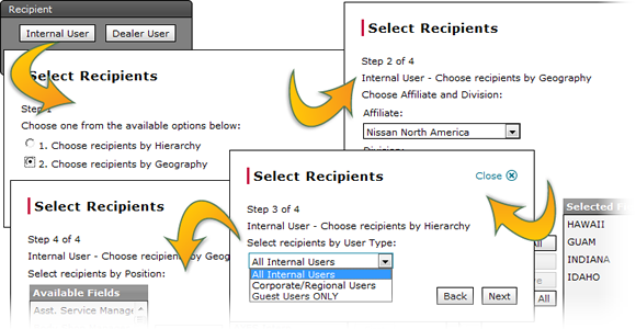 Select internal users by